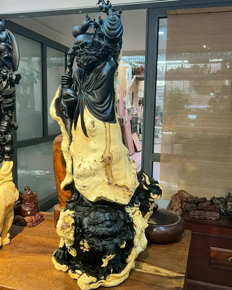Tượng Đạt Ma Gỗ Nu Mun Cao 106cm