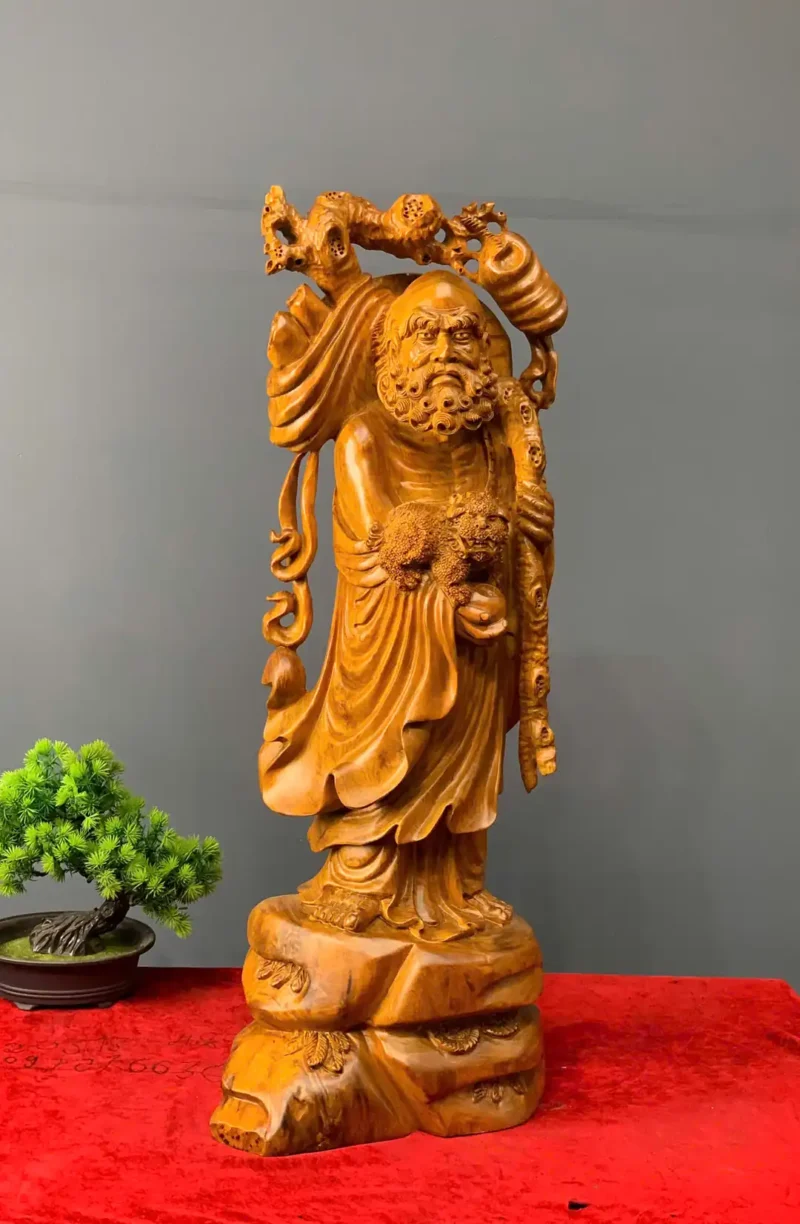 at-ma-go-huong-ta-G6083-1 Tượng Đạt Ma Gỗ Hương Ta Liền Khối G6083