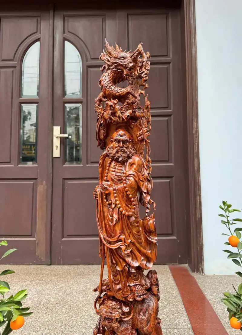 at-ma-hang-long-phuc-nghe-go-sua-bac-G5369-4 Tượng Đạt Ma Hàng Long Phục Nghê Gỗ Sưa Bắc Đỏ Hàng Kỹ Vip Nghệ Nhân Chế Tác G5369