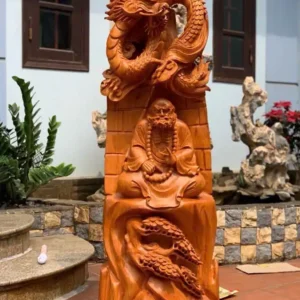 at-ma-su-G6045-4 Tượng Đạt Ma Sư Tổ Ngồi Thiền Rồng Hương Đá To Nặng Đặc Liền Khối G6045