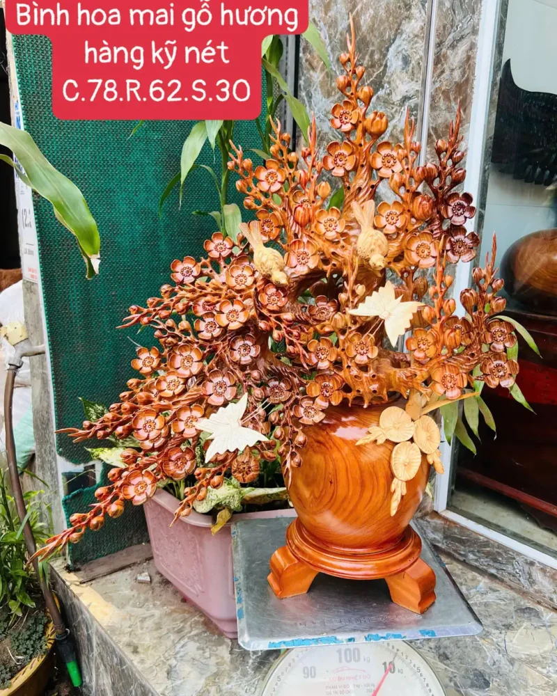 Bình Hoa Mai Gỗ Hương Hàng Kỹ Nét G5900