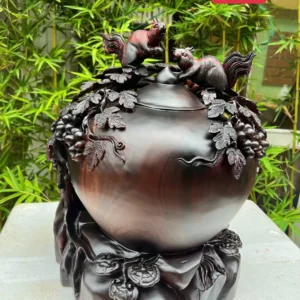 binh-nho-soc-G5976-1 Bình Nho Sóc Gỗ Trắc Liền Khối G5976