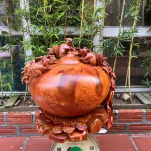 binh-phu-quy-G5274-2 Tượng Bình Phú Quý Nho Sóc Gỗ Nu Hương To Nặng Liền Khối G5274