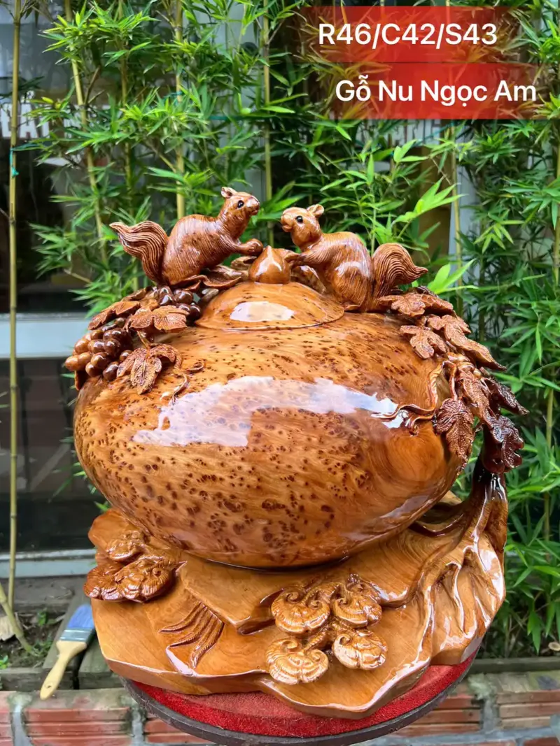 binh-phu-quy-G5278-1 Tượng Bình Phú Quý Nho Sóc Gỗ Nu Ngọc Am Kín Nu To Đẹp Liền Khối G5278