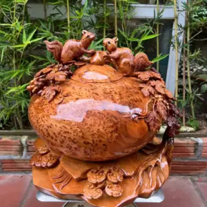 binh-phu-quy-G5278-3 Tượng Bình Phú Quý Nho Sóc Gỗ Nu Ngọc Am Kín Nu To Đẹp Liền Khối G5278