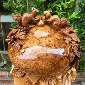 binh-phu-quy-G5278-5 Tượng Bình Phú Quý Nho Sóc Gỗ Nu Ngọc Am Kín Nu To Đẹp Liền Khối G5278