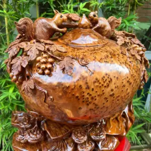 binh-phu-quy-G5279-2 Tượng Bình Phú Quý Nho Sóc Gỗ Nu Ngọc Am Thơm Kín Nu To Nặng Liền Khối G5279