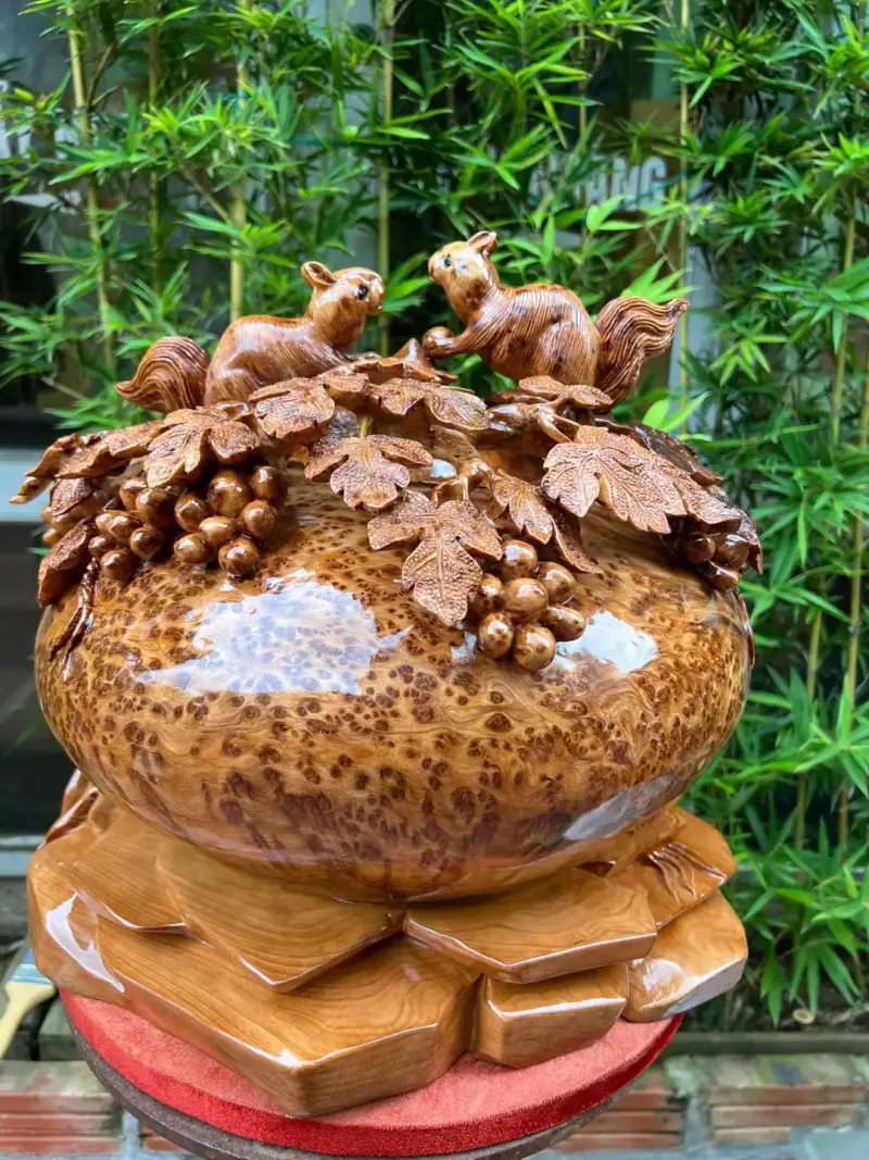 binh-phu-quy-G5599-4 Bình Phú Quý Nho Sóc Gỗ Nu Ngọc Am To Nặng Dầy Kín Nu Liền Khối G5599