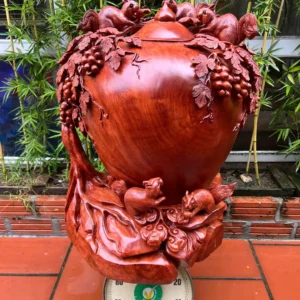 binh-phu-quy-G5979-5 Bình Phú Quý Nho Sóc Ngũ Phúc Gỗ Hương Đá To Nặng Liền Khối G5979