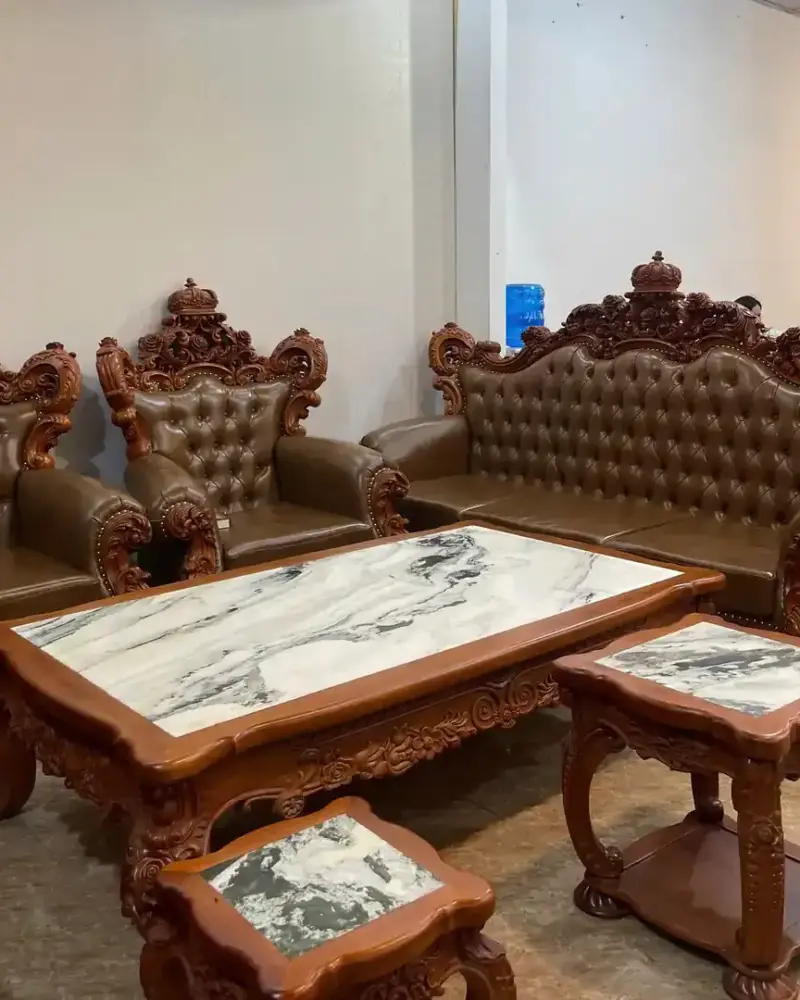 Bộ Ghế Hoàng Gia Hoa Hồng Bọc Đệm Bộ 6 Món Gỗ Gõ Đỏ Pachy G5547