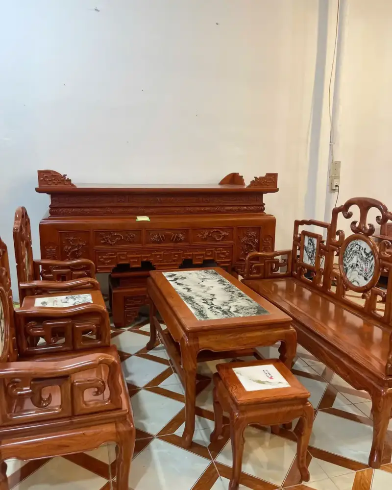 Bộ Ghế Móc 6 Món Gỗ Hương Đá G5549