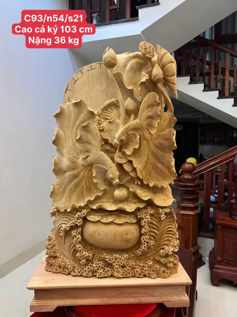 ca-xiem-go-ngoc-am-G5046-1_Cá Xiêm Gỗ Ngọc Am To Nặng Liền Khối Giá 6 Triệu Kích Thước Cao 103cm, Ngang 54cm, Sâu 21cm Tượng Cá Xiêm Gỗ Ngọc Am To Nặng Liền Khối G5046