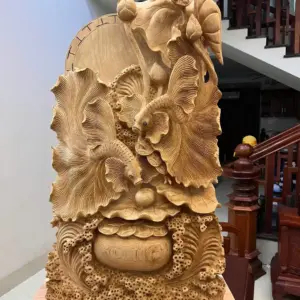 ca-xiem-go-ngoc-am-G5046-2_Cá Xiêm Gỗ Ngọc Am To Nặng Liền Khối Giá 6 Triệu Kích Thước Cao 103cm, Ngang 54cm, Sâu 21cm Tượng Cá Xiêm Gỗ Ngọc Am To Nặng Liền Khối G5046