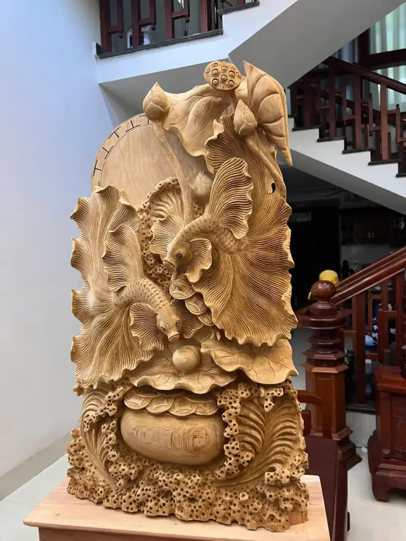 ca-xiem-go-ngoc-am-G5046-3_Cá Xiêm Gỗ Ngọc Am To Nặng Liền Khối Giá 6 Triệu Kích Thước Cao 103cm, Ngang 54cm, Sâu 21cm Tượng Cá Xiêm Gỗ Ngọc Am To Nặng Liền Khối G5046
