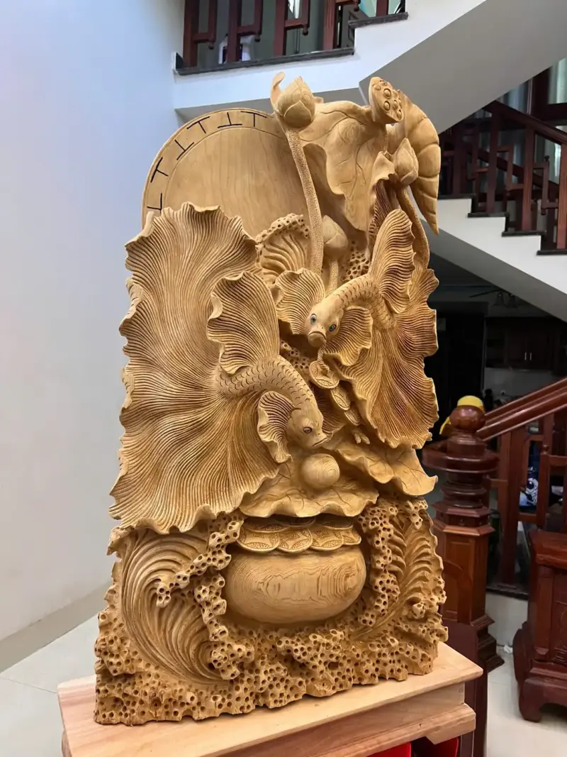 ca-xiem-go-ngoc-am-G5046-4_Cá Xiêm Gỗ Ngọc Am To Nặng Liền Khối Giá 6 Triệu Kích Thước Cao 103cm, Ngang 54cm, Sâu 21cm Tượng Cá Xiêm Gỗ Ngọc Am To Nặng Liền Khối G5046
