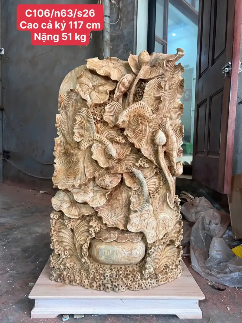 ca-xiem-go-ngoc-am-G5065-1_Cá Xiêm Gỗ Ngọc Am Sai To Đẹp Liền Khối Chất Nặng Nhiều Dầu Giá 7.500 Triệu Kích Thước Cao 103cm, Ngang 54cm, Sâu 21cm Tượng Cá Xiêm Gỗ Ngọc Am Sai To Đẹp Liền Khối Chất Nặng Nhiều Dầu G5065