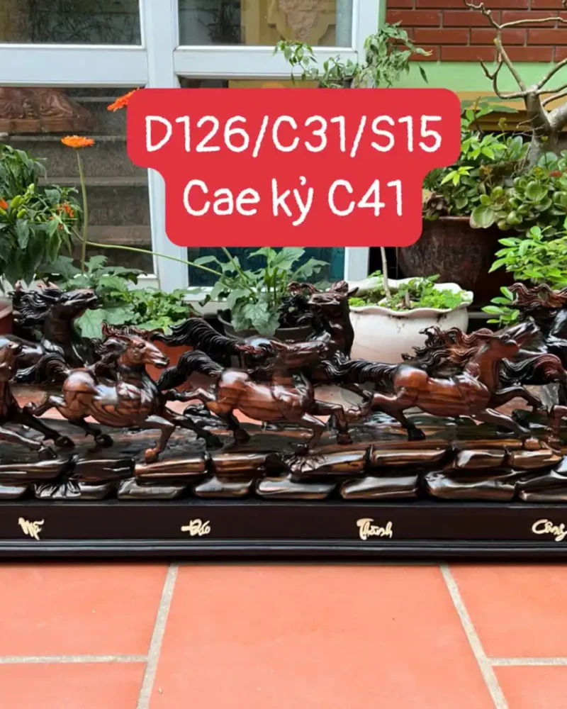 cau-bat-ma-G5861-1 Tượng Cầu Bát Mã Gỗ Mun Hoa Hàng To Liền Khối G5861
