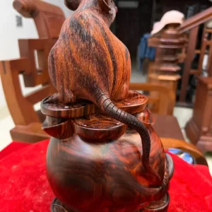 chuot-be-vang-G5981-5 Tượng Chuột Bê Vàng Gỗ Trắc Việt Liền Khối G5981
