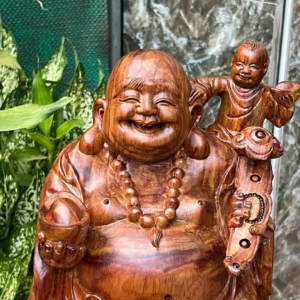 cu-di-lac-G6052-3 Tượng Cụ Di Lạc Cưỡi Long Quy Gỗ Sưa Đỏ Tía Hàng Kỹ Nét Liền Khối G6052