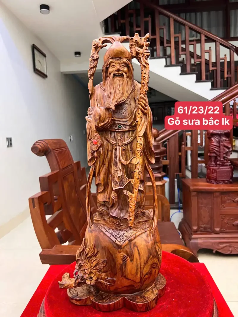 cu-tho-tien-G6056-1 Tượng Cụ Thọ Tiên Gỗ Sưa Bắc Liền Đẹp G6056
