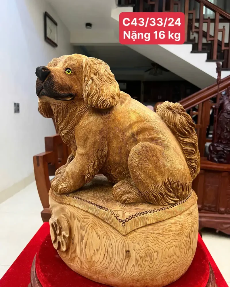 cun-ngoi-bao-G5987-1 Tượng Cún Ngồi Bao Tiền Gỗ Ngọc Am Chất Già Nặng Thơm G5987