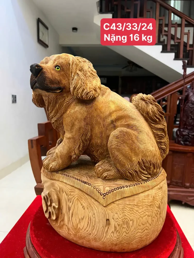 cun-ngoi-bao-G5987-1 Tượng Cún Ngồi Bao Tiền Gỗ Ngọc Am Chất Già Nặng Thơm G5987