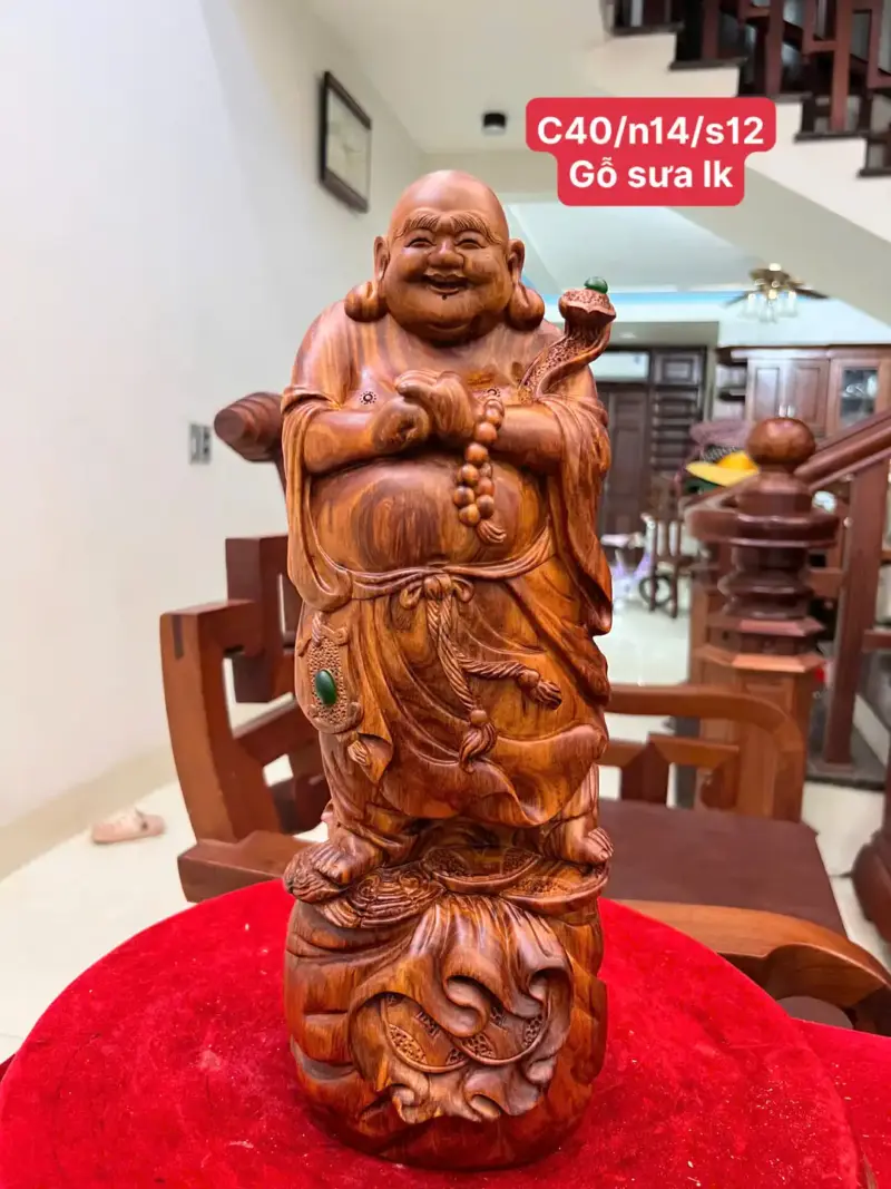 di-lac-chuc-phuc-go-sua-bac-G5129-1_1_Di Lặc Chúc Phúc Gỗ Sưa Bắc Liền Đẹp Giá 4 Tr Kích Thước Cao 40cm, Ngang 14cm, Sâu 12cm Tượng Di Lặc Chúc Phúc Gỗ Sưa Bắc Liền Đẹp G5129