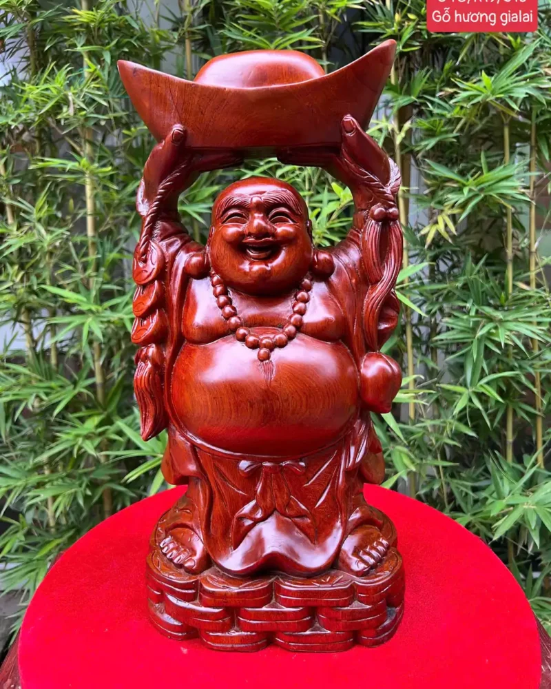 di-lac-dang-G5941-1 Tượng Di Lặc Dâng Bát Vàng Gỗ Hương Ta Liền Khối G5941