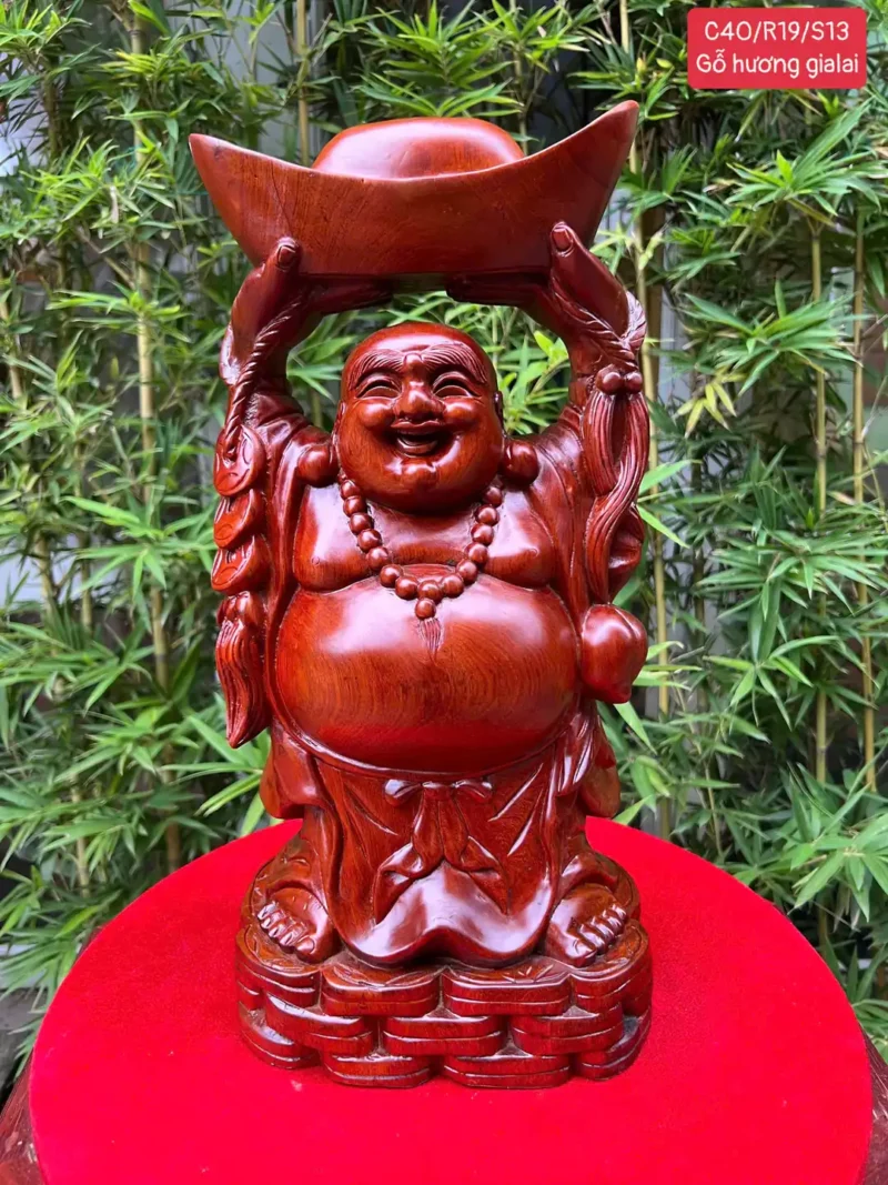 di-lac-dang-G5941-1 Tượng Di Lặc Dâng Bát Vàng Gỗ Hương Ta Liền Khối G5941