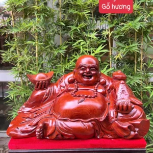 di-lac-ngoi-G5999-1 Tượng Di Lặc Ngồi Để Bàn Gỗ Hương Đá Liền Khối Tặng Kèm Kỷ Như Hình G5999