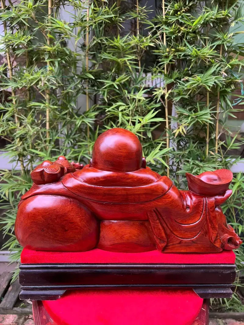 di-lac-ngoi-G5999-2 Tượng Di Lặc Ngồi Để Bàn Gỗ Hương Đá Liền Khối Tặng Kèm Kỷ Như Hình G5999