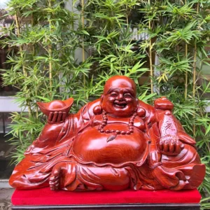 di-lac-ngoi-G5999-3 Tượng Di Lặc Ngồi Để Bàn Gỗ Hương Đá Liền Khối Tặng Kèm Kỷ Như Hình G5999