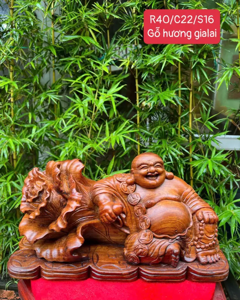 di-lac-ngoi-bap-cai-go-huong-ta-G5998-1 Tượng Di Lặc Ngồi Bắp Cải Gỗ Hương Ta Gia Lai Liền Khối G5998