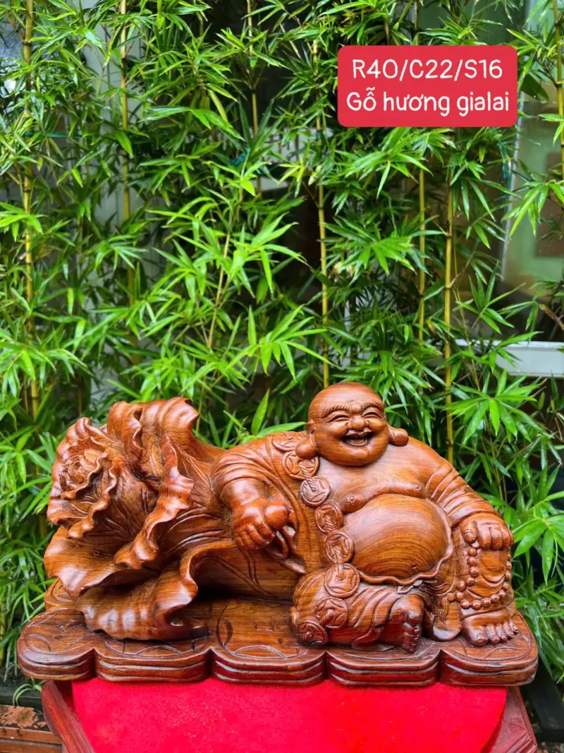di-lac-ngoi-bap-cai-go-huong-ta-G5998-1 Tượng Di Lặc Ngồi Bắp Cải Gỗ Hương Ta Gia Lai Liền Khối G5998