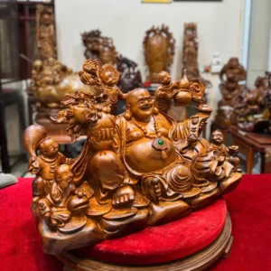 di-lac-ngu-phuc-go-huong-ta-G6090-3 Tượng Di Lặc Ngũ Phúc Gỗ Hương Ta Liền Khối G6090