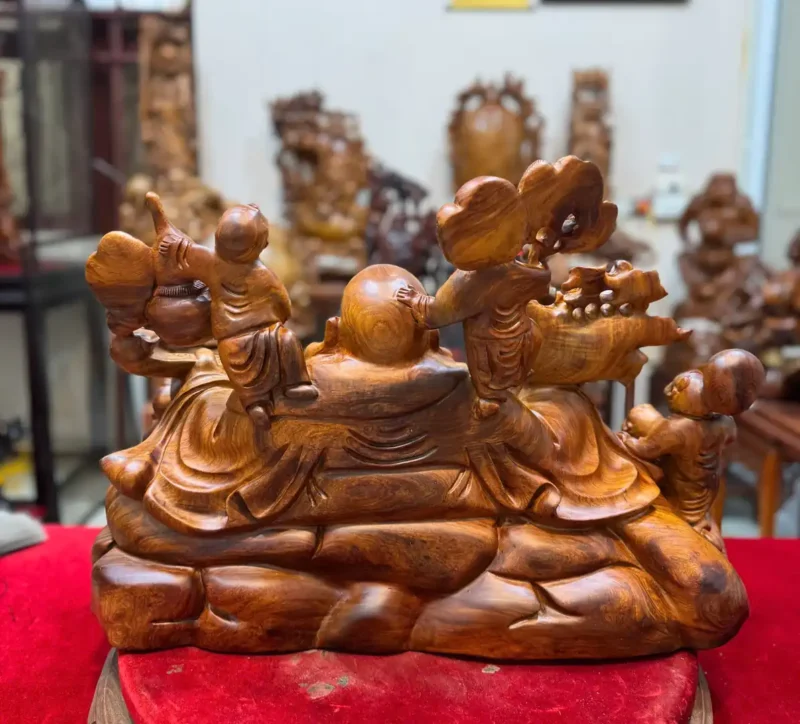 di-lac-ngu-phuc-go-huong-ta-G6090-4 Tượng Di Lặc Ngũ Phúc Gỗ Hương Ta Liền Khối G6090
