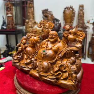 di-lac-ngu-phuc-go-huong-ta-G6090-5 Tượng Di Lặc Ngũ Phúc Gỗ Hương Ta Liền Khối G6090