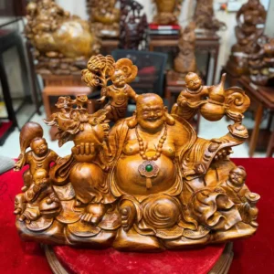 di-lac-ngu-phuc-go-huong-ta-G6090-6 Tượng Di Lặc Ngũ Phúc Gỗ Hương Ta Liền Khối G6090