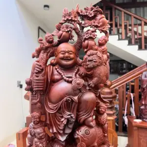 di-lac-ngu-phuc-go-tu-an-G5072-3_Di Lặc Ngũ Phúc Gỗ Tử Đàn Liền Khối Giá 9 Triệu Kích Thước Cao 70cm, Ngang 27cm, Sâu 12cm Tượng Di Lặc Ngũ Phúc Gỗ Tử Đàn Liền Khối G5072