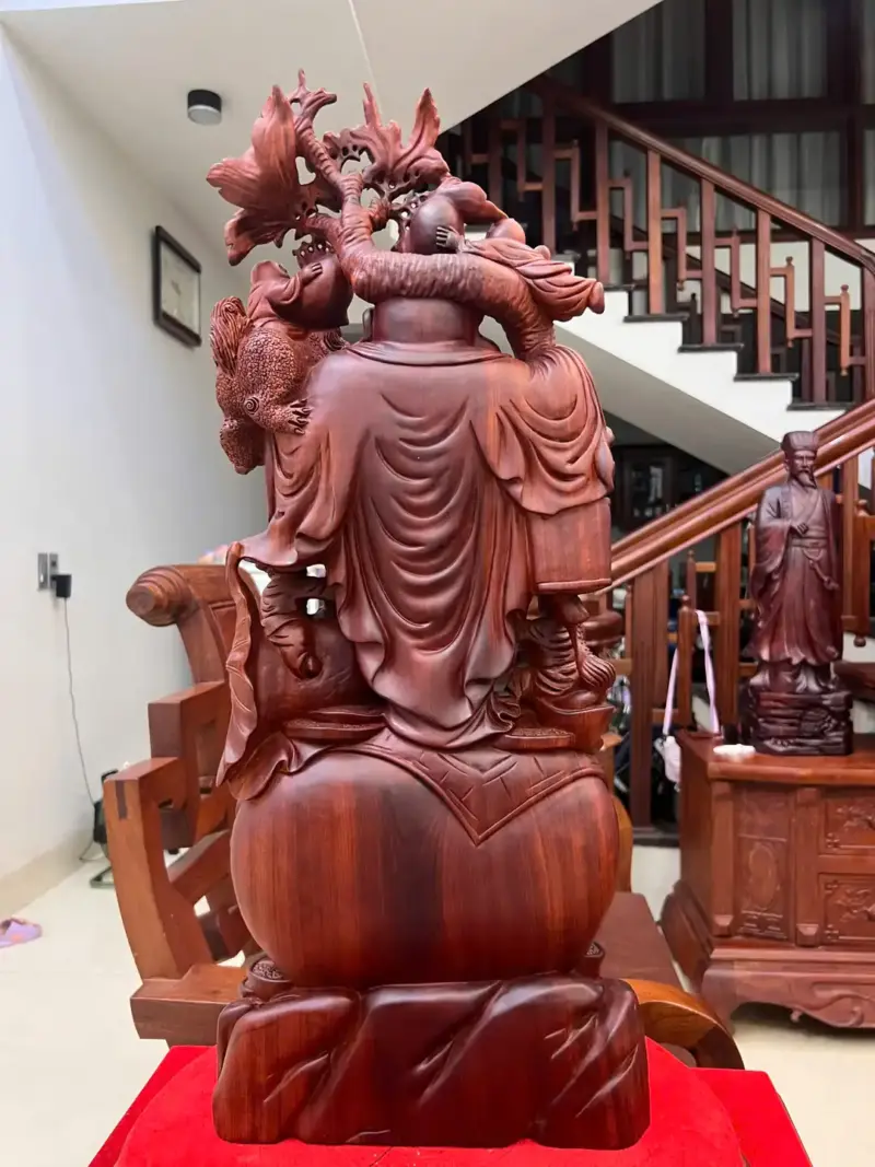 di-lac-ngu-phuc-go-tu-an-G5072-6_Di Lặc Ngũ Phúc Gỗ Tử Đàn Liền Khối Giá 9 Triệu Kích Thước Cao 70cm, Ngang 27cm, Sâu 12cm Tượng Di Lặc Ngũ Phúc Gỗ Tử Đàn Liền Khối G5072