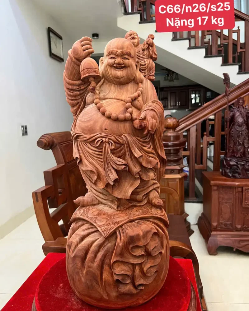 di-lac-nhat-G6091-1 Tượng Di Lặc Nhất Phúc Gỗ Tử Đàn To Đẹp Có Sơn G6091