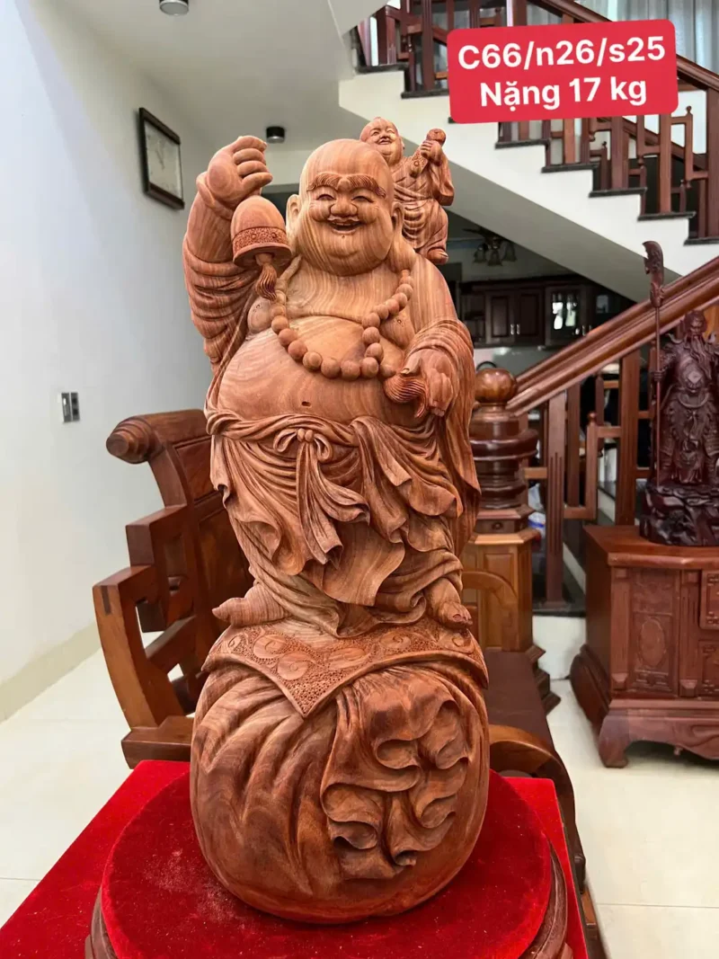 di-lac-nhat-G6091-1 Tượng Di Lặc Nhất Phúc Gỗ Tử Đàn To Đẹp Có Sơn G6091
