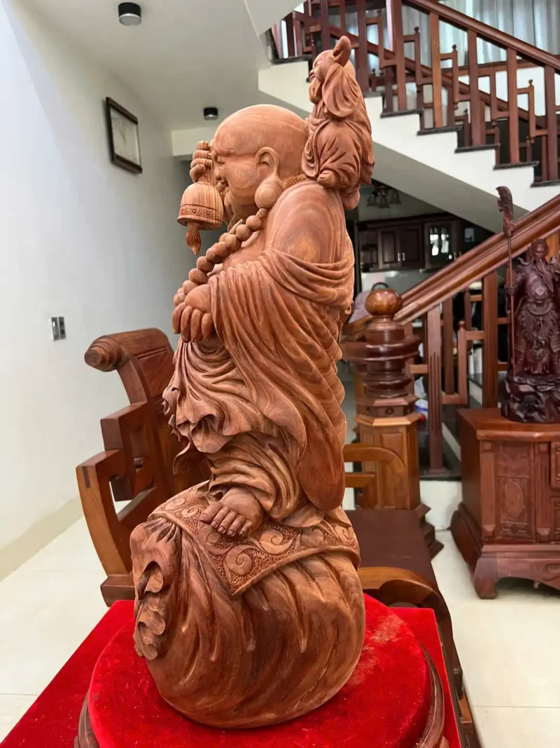 di-lac-nhat-G6091-3 Tượng Di Lặc Nhất Phúc Gỗ Tử Đàn To Đẹp Có Sơn G6091