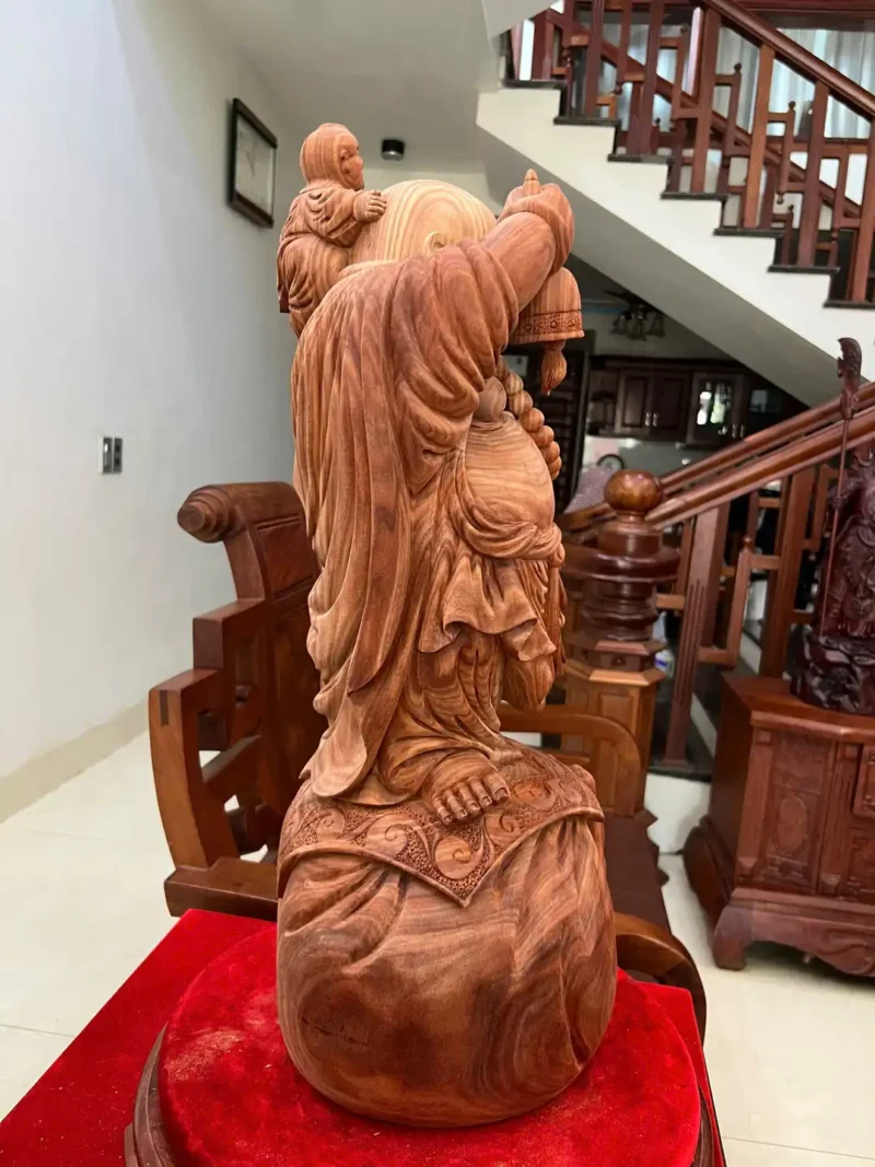 di-lac-nhat-G6091-4 Tượng Di Lặc Nhất Phúc Gỗ Tử Đàn To Đẹp Có Sơn G6091