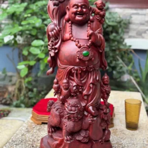 di-lac-tam-phuc-go-tu-an-G6059-1 Tượng Di Lặc Tam Phúc Gỗ Tử Đàn Liền Khối G6059