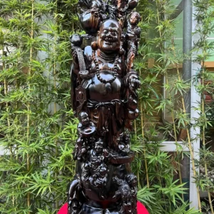 di-lac-ung-tien-vang-ngu-phuc-go-mun-hoa-G6000-1 Tượng Di Lặc Đứng Tiền Vàng Ngũ Phúc Gỗ Mun Hoa Hàng Kỹ Liền Khối G6000