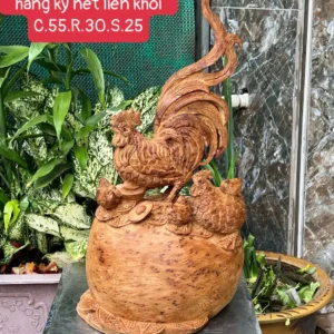 gia-inh-ga-G6062-1 Tượng Gia Đình Gà Gỗ Nu Ngọc Am Thơm Nức Nu Kín Liền Khối G6062