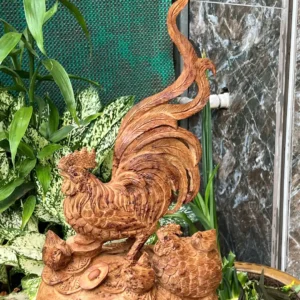 gia-inh-ga-G6062-3 Tượng Gia Đình Gà Gỗ Nu Ngọc Am Thơm Nức Nu Kín Liền Khối G6062