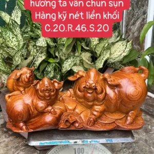 gia-inh-heo-G6063-1 Tượng Gia Đình Heo Gỗ Hương Ta Hàng Kỹ Nét Liền Khối G6063