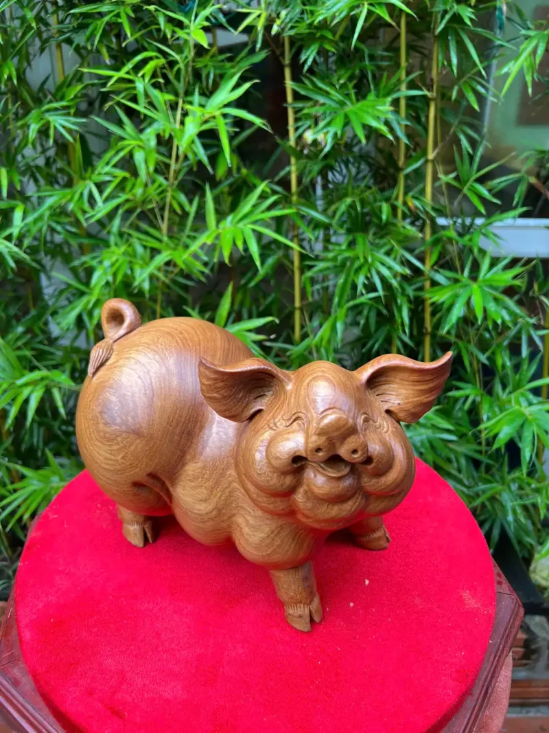 heo-go-huong-G6005-3 Tượng Heo Gỗ Hương Ta Liền Khối G6005